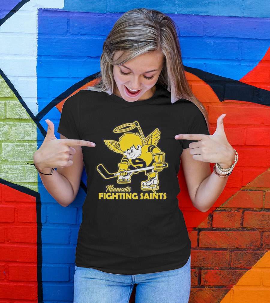 Minnesota Fighting Saints Hockey Mascot Vintage T-Shirt