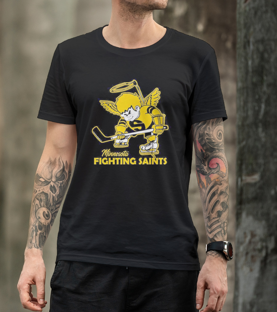 Minnesota Fighting Saints Hockey Mascot Vintage T-Shirt