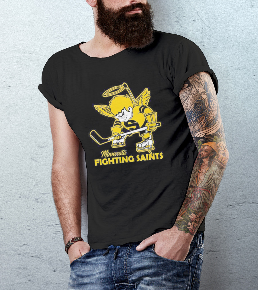 Minnesota Fighting Saints Hockey Mascot Vintage T-Shirt
