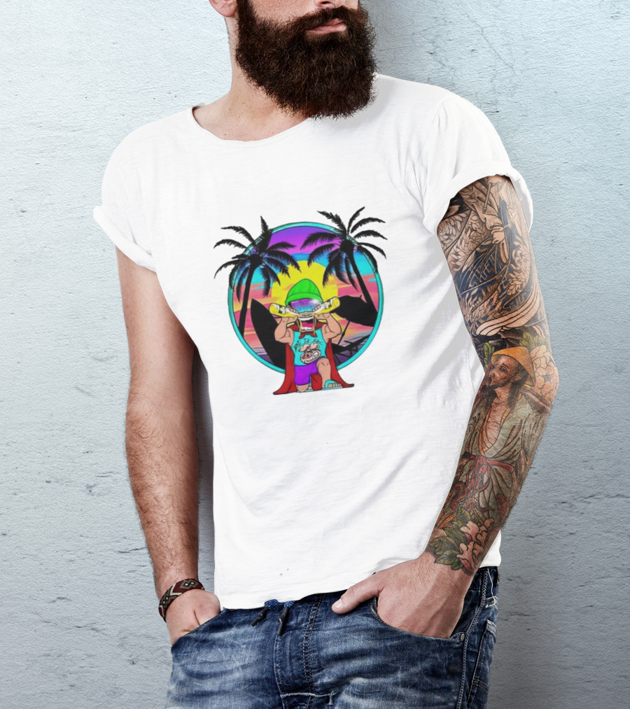 OGblob18 Beach Adventure Tropical Vibes Sunset Scene T-Shirt