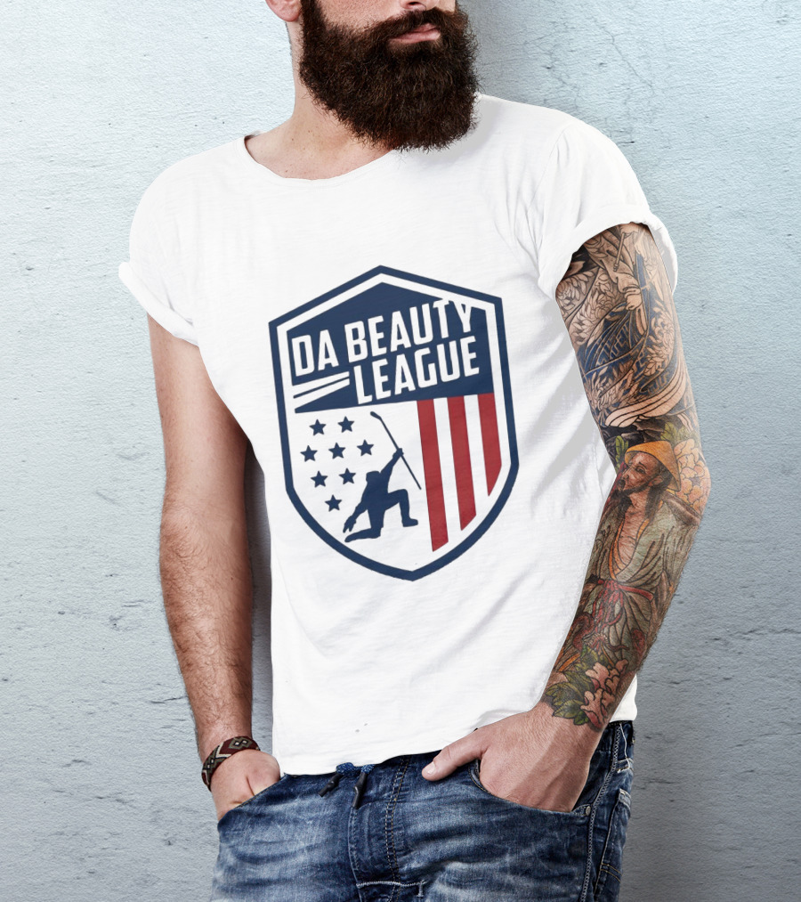 Happy Independence Day Da Beauty League Hockey Patriotic Shield T-Shirt