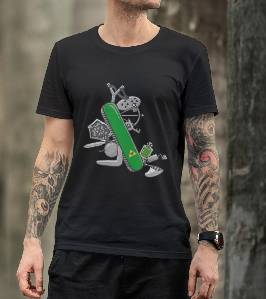 Hyrule Army Knife Multi-Tool Legend Of Zelda Iconic Symbols T-Shirt