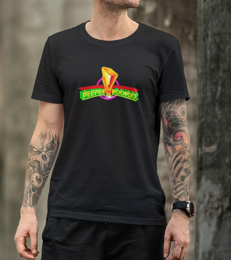 Peepee Poopoo Lightning Bolt With Power Rangers T-Shirt