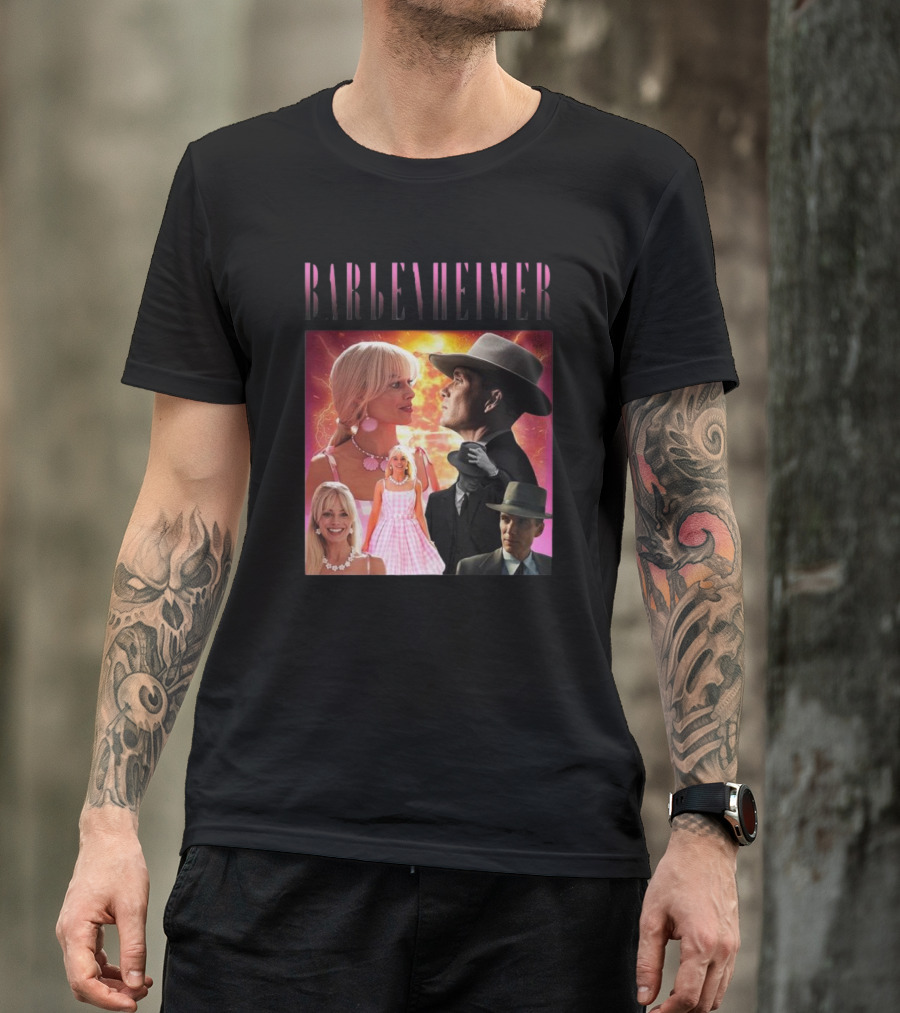 Barbenheimer Fusion Of Characters With Retro Style Elements T-Shirt