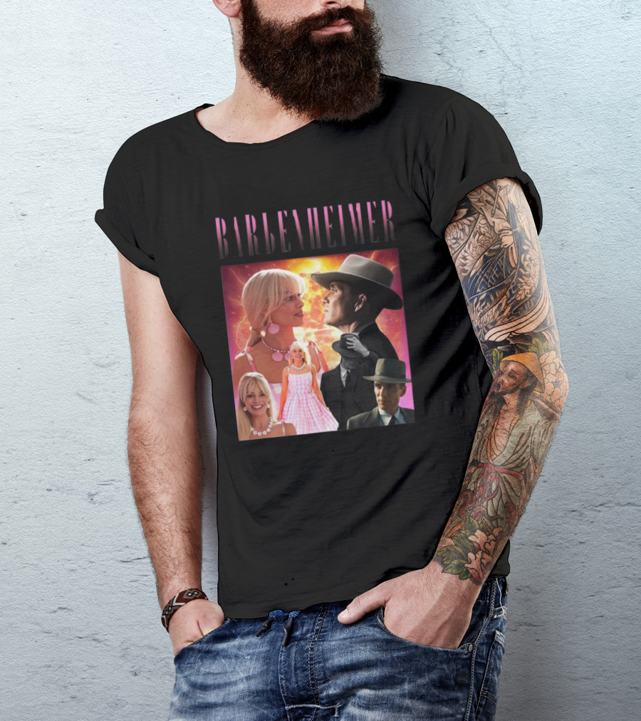 Barbenheimer Fusion Of Characters With Retro Style Elements T-Shirt