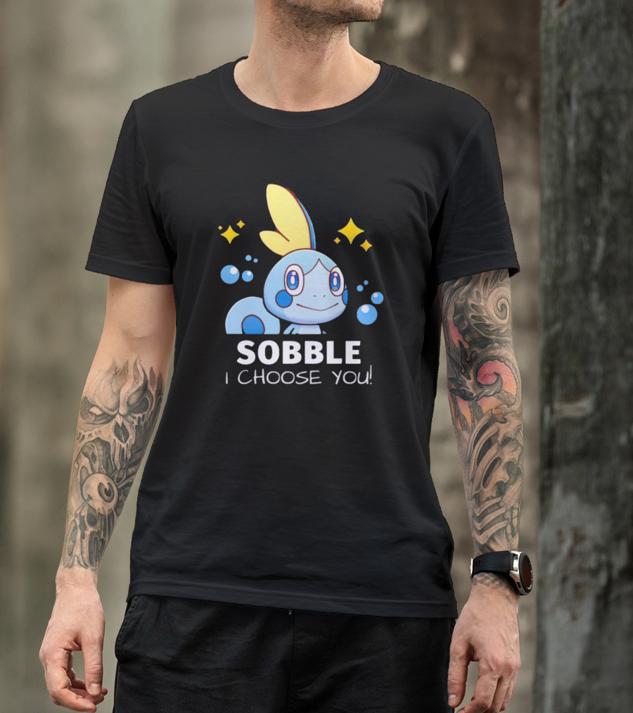 Sobble I Choose You Pokémon Character Art Sparkles And Bubbles T-Shirt
