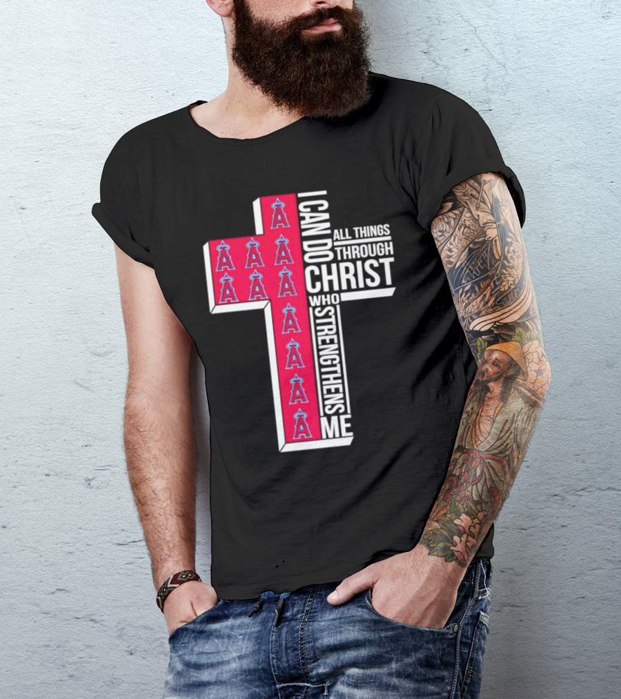 Los Angeles Angels I Can Do All Things Through Christ Who Strengthens Me Cross T-Shirt