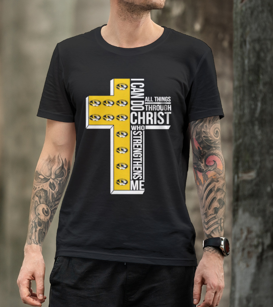 Missouri Tigers I Can Do All Things Through Christ Who Strengthens Me Cross T-Shirt