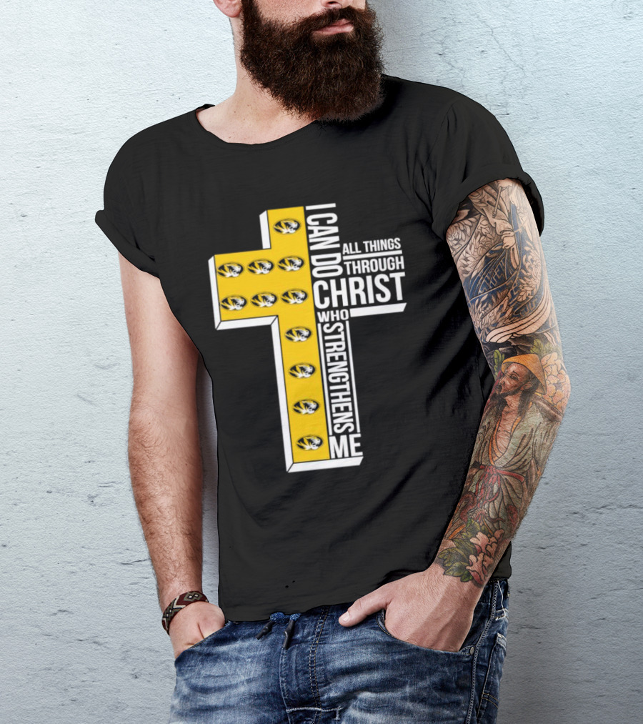 Missouri Tigers I Can Do All Things Through Christ Who Strengthens Me Cross T-Shirt