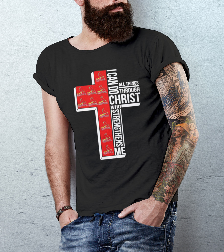 St. Louis Cardinals I Can Do All Things Through Christ Who Strengthens Me Cross T-Shirt