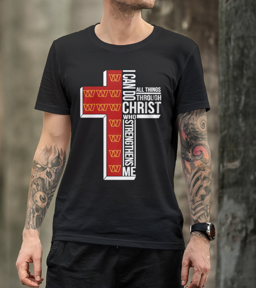 Washington Commanders I Can Do All Things Through Christ Who Strengthens Me Cross T-Shirt