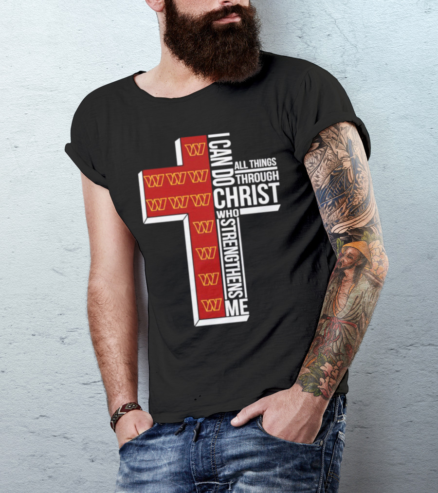 Washington Commanders I Can Do All Things Through Christ Who Strengthens Me Cross T-Shirt