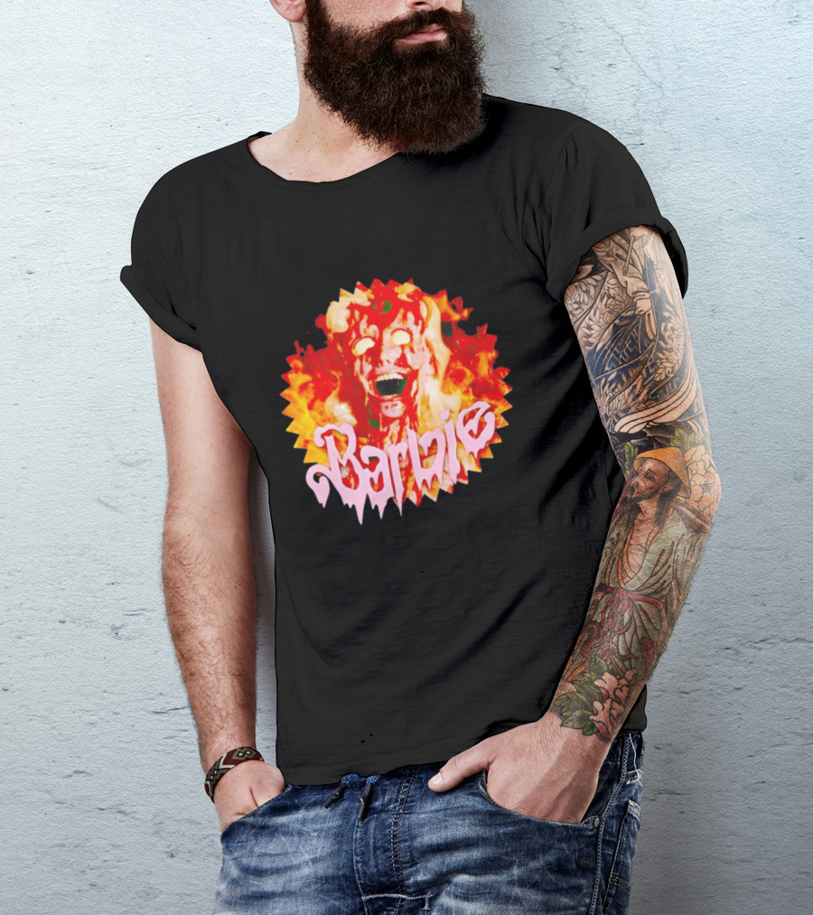 Barbenheimer Barbie Horror Flames T-Shirt
