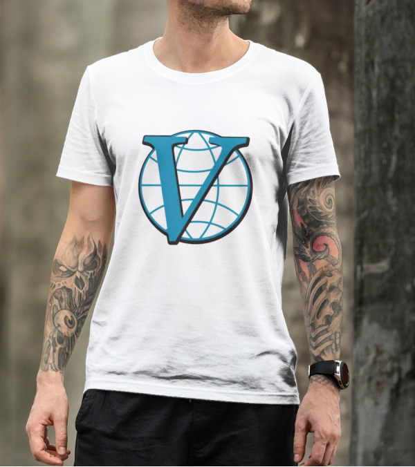 Venture Bros Venture Industries V Logo With Globe Background T-Shirt