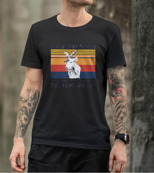 Wouldst Thou Like To Live Deliciously Goat Vintage Style Stripes T-Shirt
