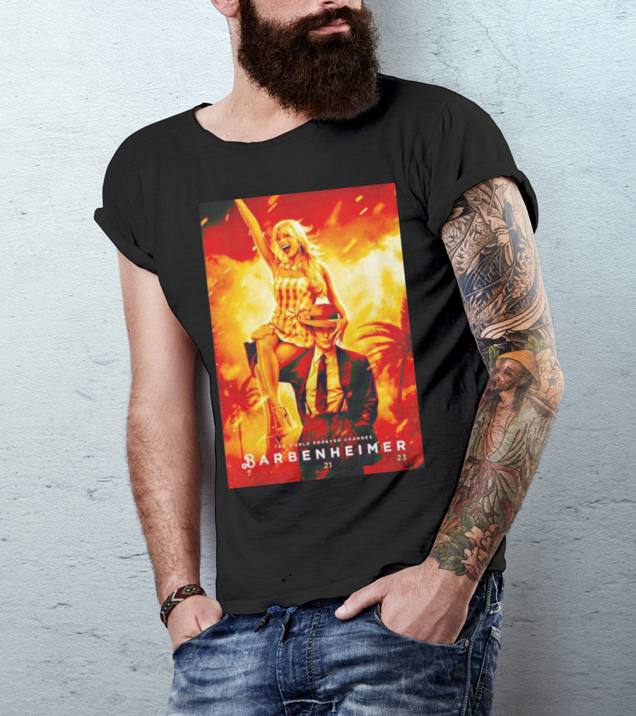 The World Forever Changes Barbenheimer 7 21 23 Palm Trees Explosion Hat Dress T-Shirt