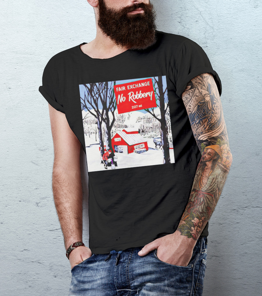 Fair Exchange No Robbery 227 Ml Winter Scene With Red Barn T-Shirt