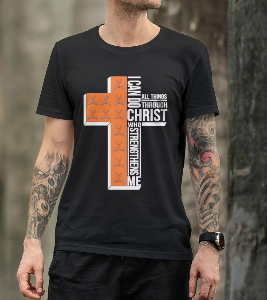 Men’s Virginia Cavaliers Christian Faith I Can Do All Things Through Christ Cross T-Shirt