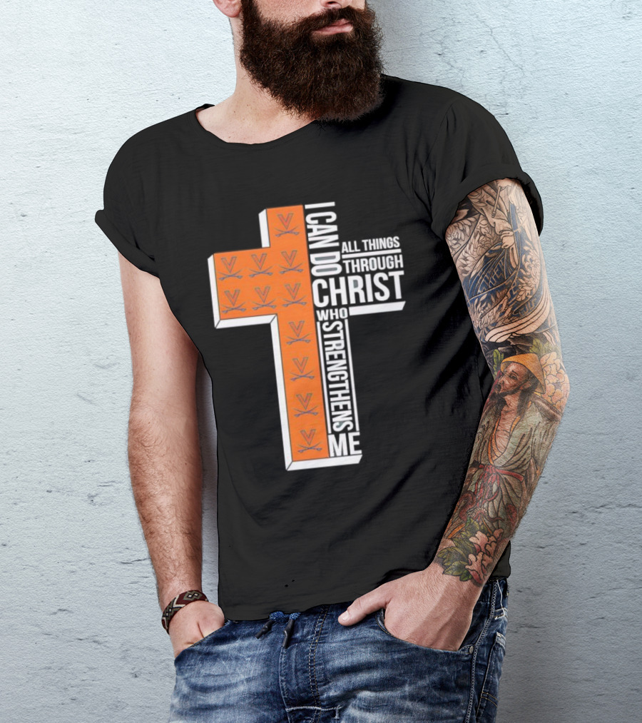 Men’s Virginia Cavaliers Christian Faith I Can Do All Things Through Christ Cross T-Shirt