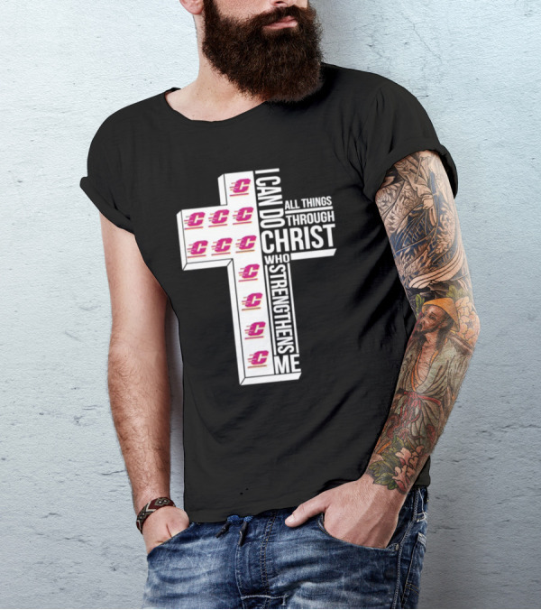 Central Michigan Chippewas I Can Do All Things Through Christ Who Strengthens Me Cross T-Shirt