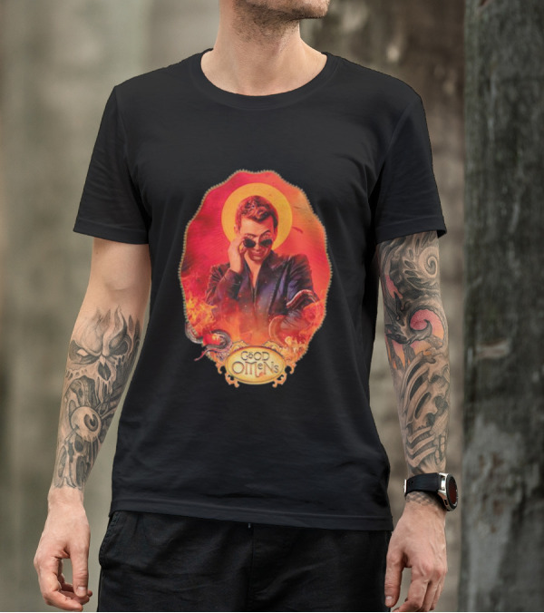 Good Omens Crowley With Flames And Serpent Halo T-Shirt