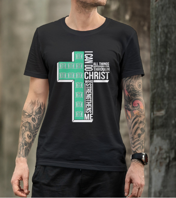 Hawaii Rainbow Warriors ‘I Can Do All Things Through Christ Who Strengthens Me’ Cross T-Shirt