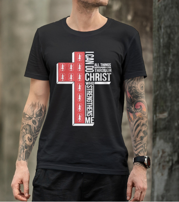 Stanford Cardinal Cross I Can Do All Things Through Christ Who Strengthens Me T-Shirt