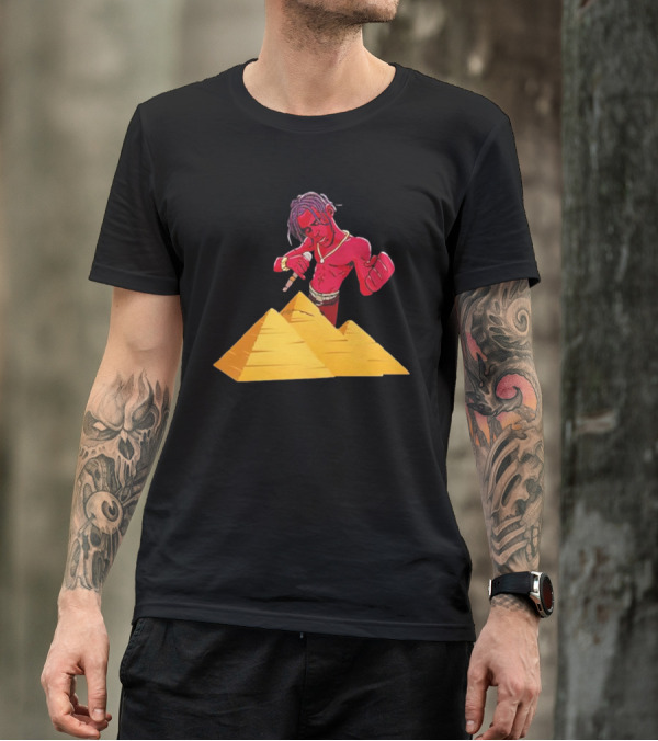 Travis Scott Pyramids Cartoon Red Figure Pyramid T-Shirt