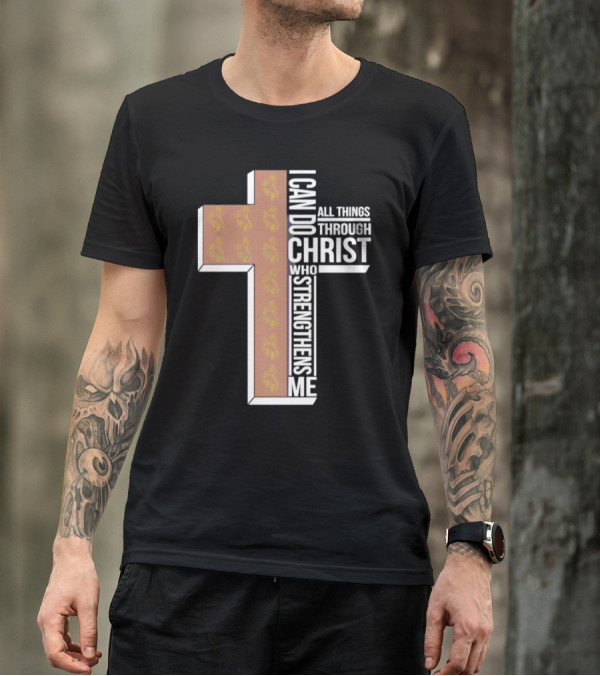 Wyoming Cowboys I Can Do All Things Through Christ Who Strengthens Me Cross T-Shirt