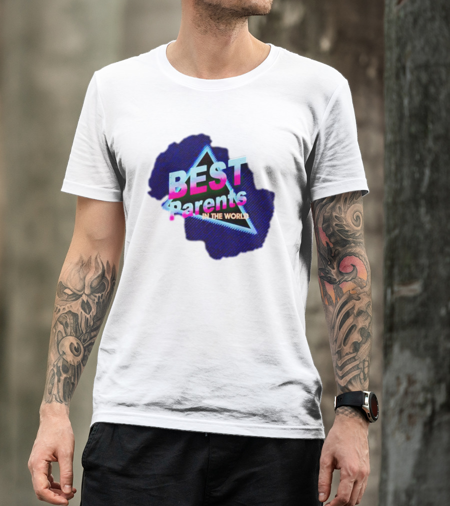 BEST Parents IN THE WORLD Retro Neon Triangle T-Shirt