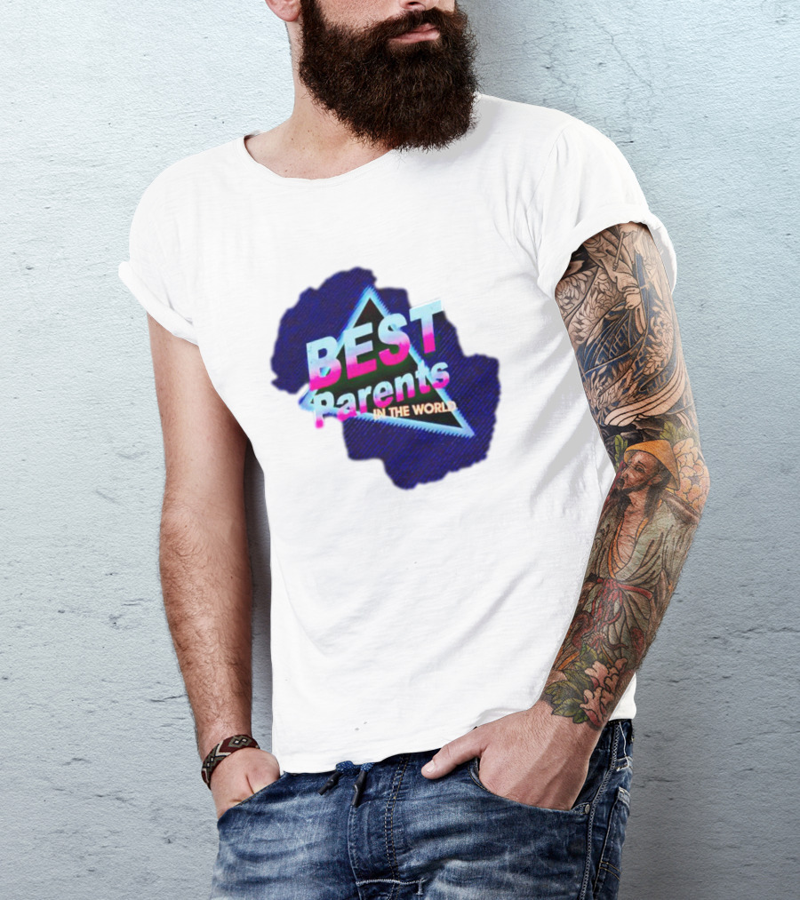 BEST Parents IN THE WORLD Retro Neon Triangle T-Shirt