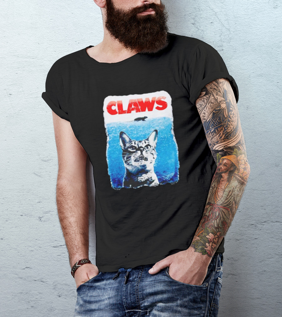 Claws Parody Cat With Fish Underwater T-Shirt