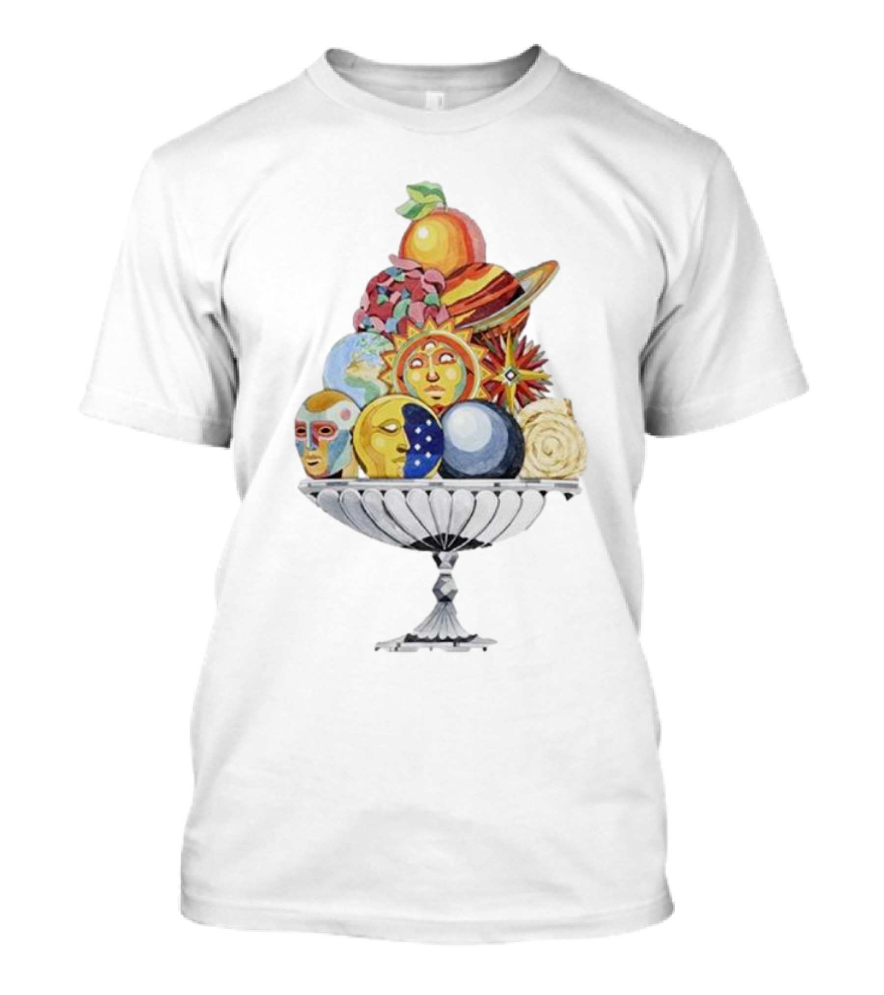 Louis Celestial Faces Pyramid Planets Fruit Bowl T-Shirt