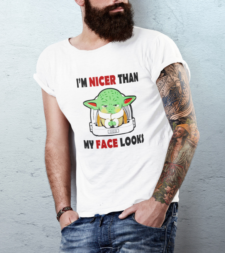 Baby Yoda I'm Nicer Than My Face Looks Grogu Helmet T-Shirt