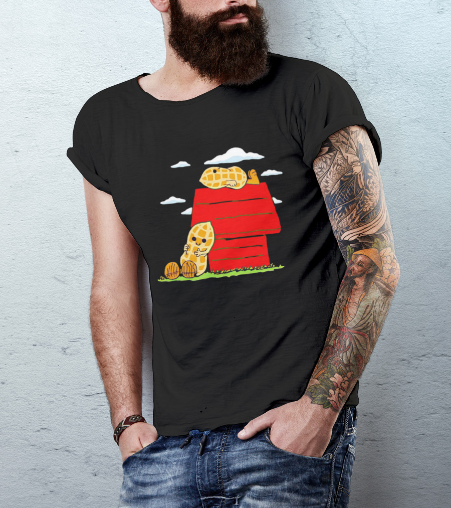 Peanuts Mashup Snoopy Red House Peanut Characters On Doghouse T-Shirt