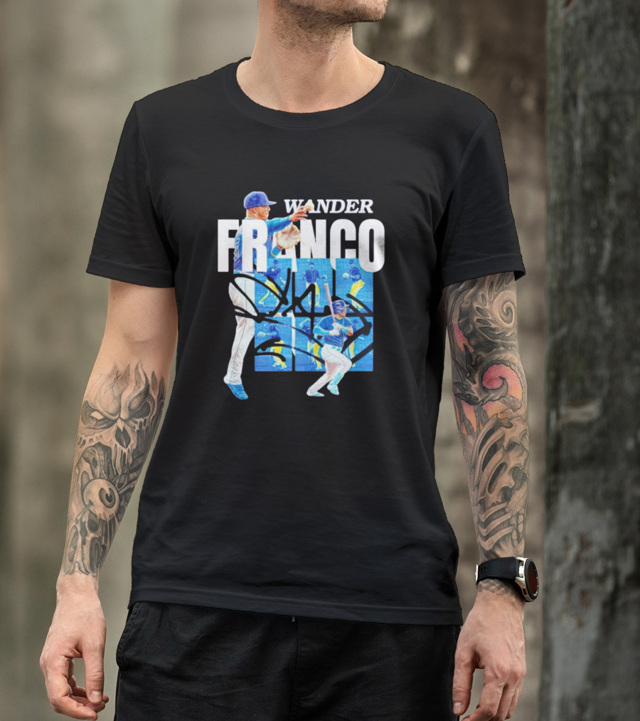 Wander Franco Baseball Dynamic Action And Signature T-Shirt