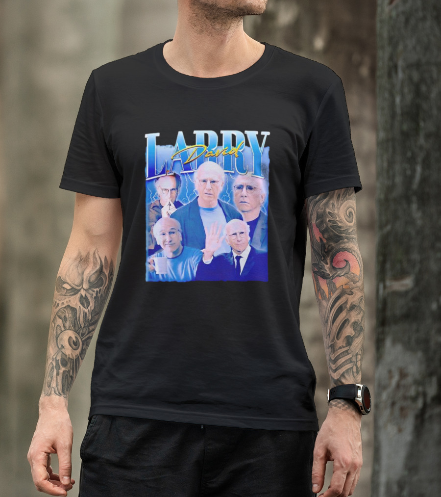 Larry David Collage Blue Lightning T-Shirt