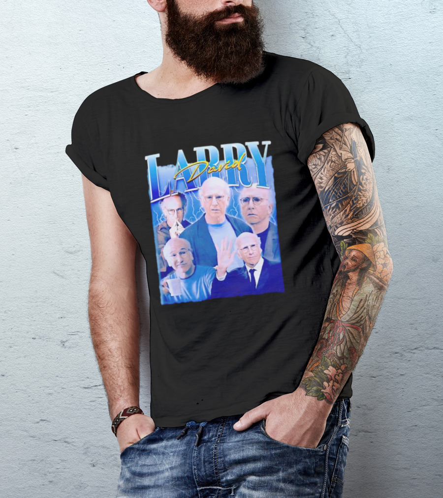 Larry David Collage Blue Lightning T-Shirt