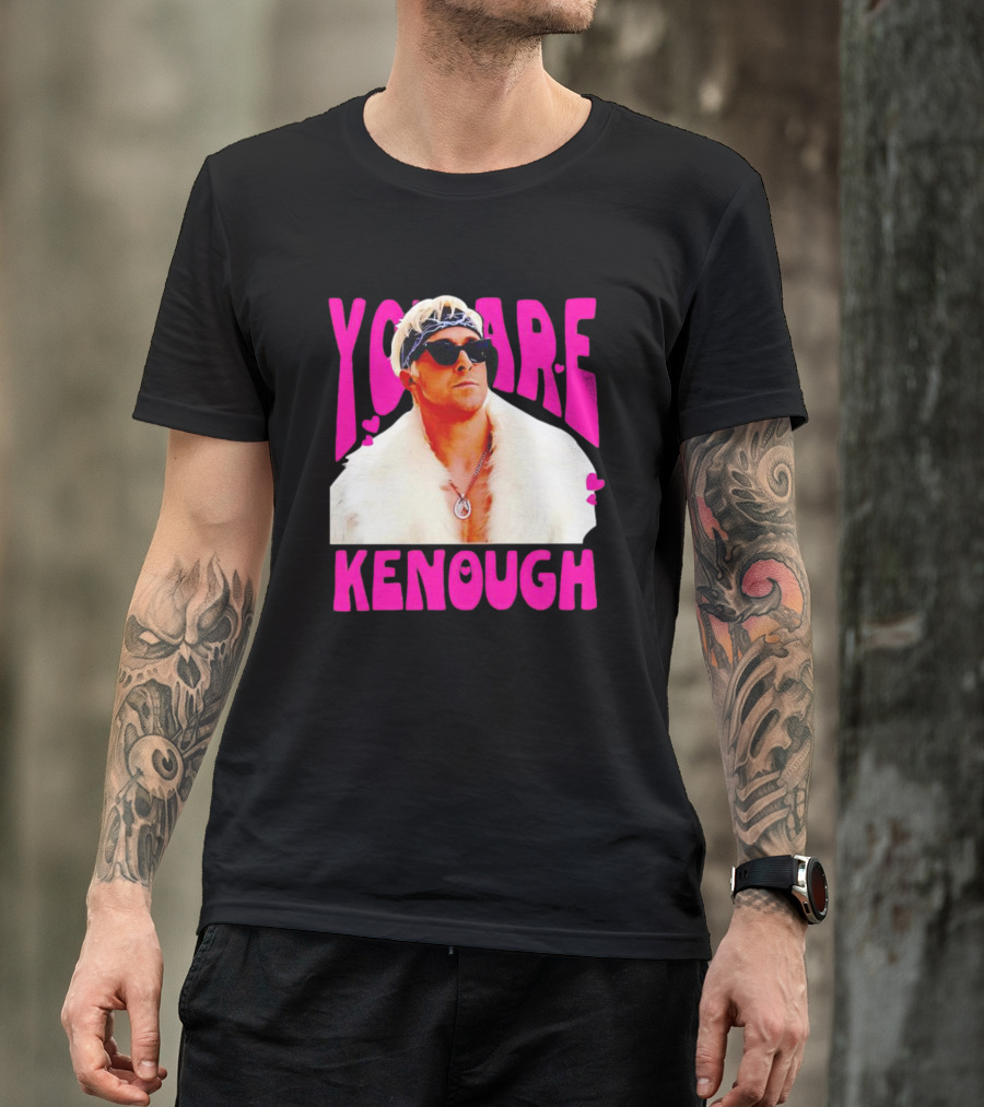 Ryan Gosling You Are Kenough Barbie Style White Fur And Sunglasses T-Shirt