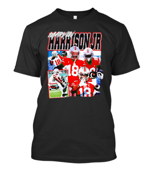 Marvin Harrison Jr Football Collage With Number 18 T-Shirt