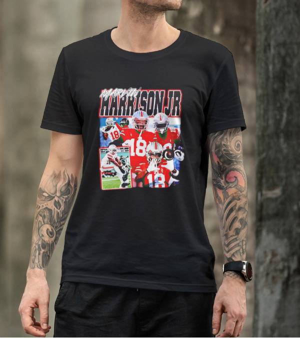 Marvin Harrison Jr Football Collage With Number 18 T-Shirt