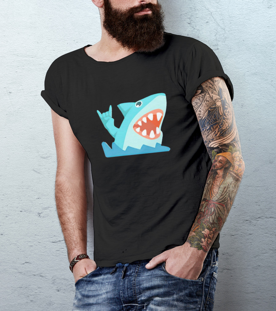 Shark Devil Horns Rock Gesture T-Shirt