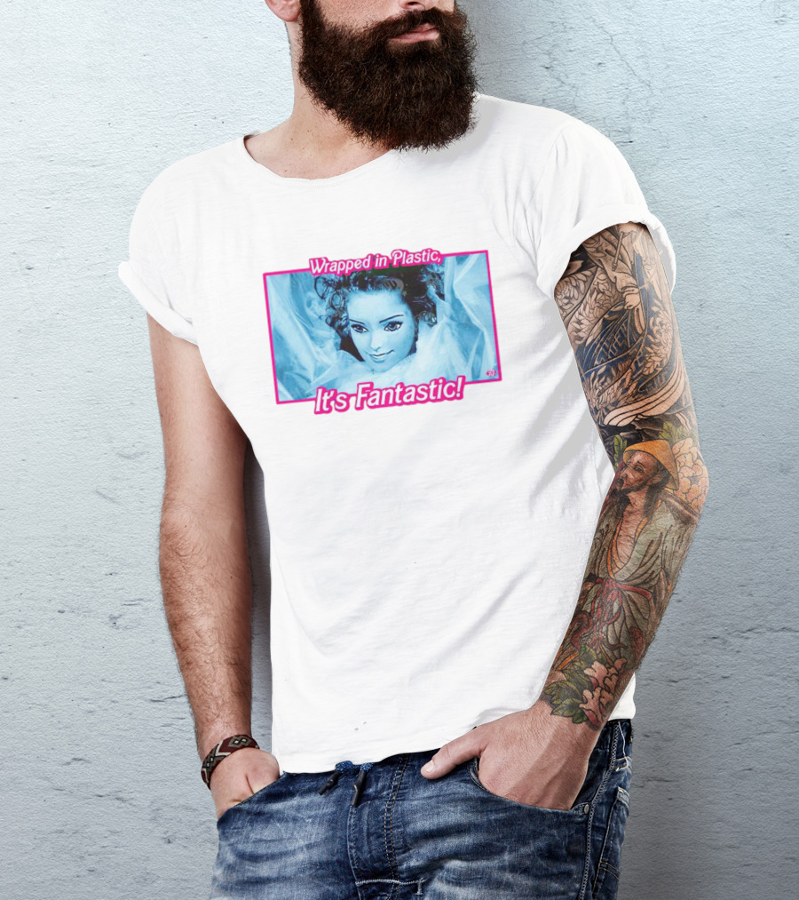 Wrapped In Plastic It's Fantastic Blue Doll Face T-Shirt