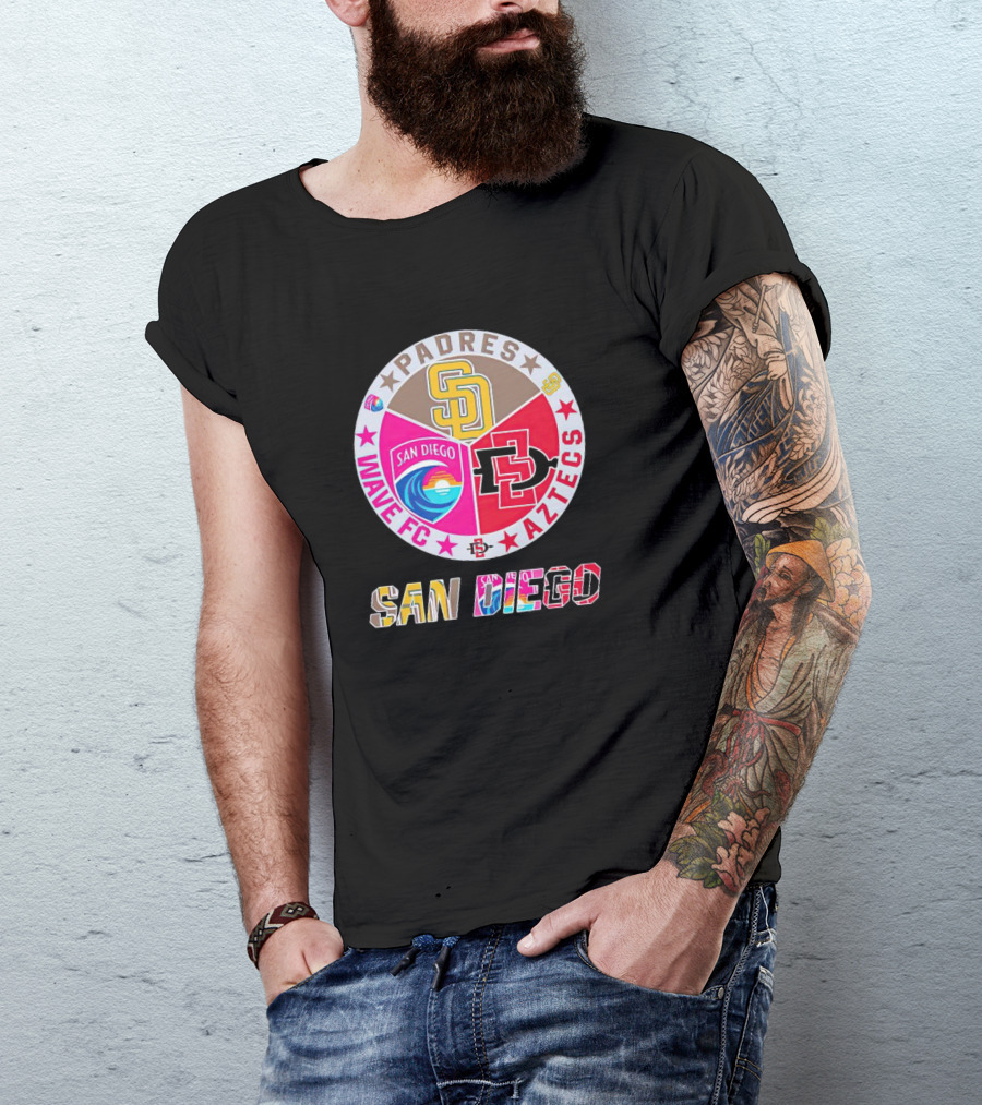 San Diego Padres Wave FC Aztecs Sports Team T-Shirt