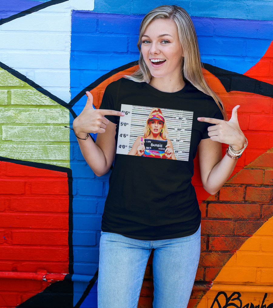 LAPD Barbie Mugshot Colorful T-Shirt