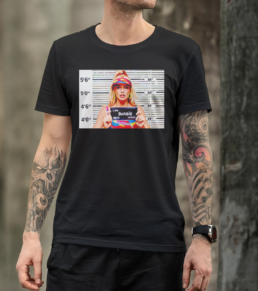 LAPD Barbie Mugshot Colorful T-Shirt