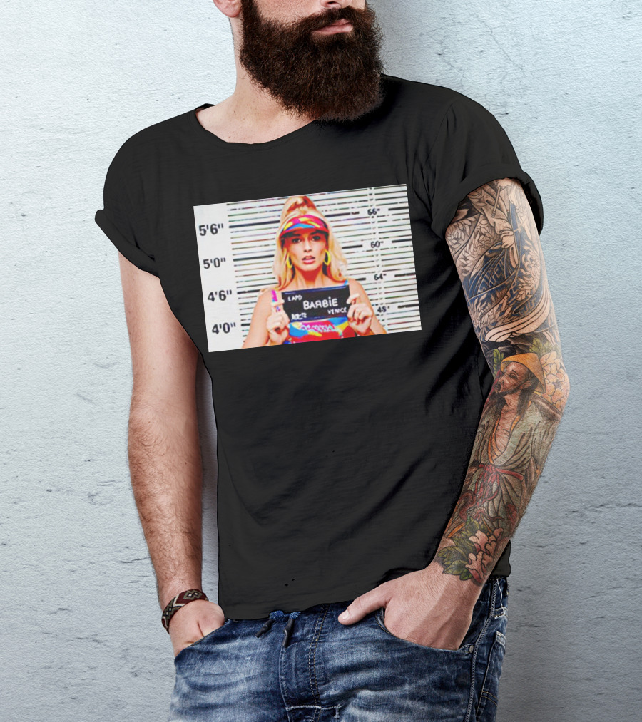 LAPD Barbie Mugshot Colorful T-Shirt
