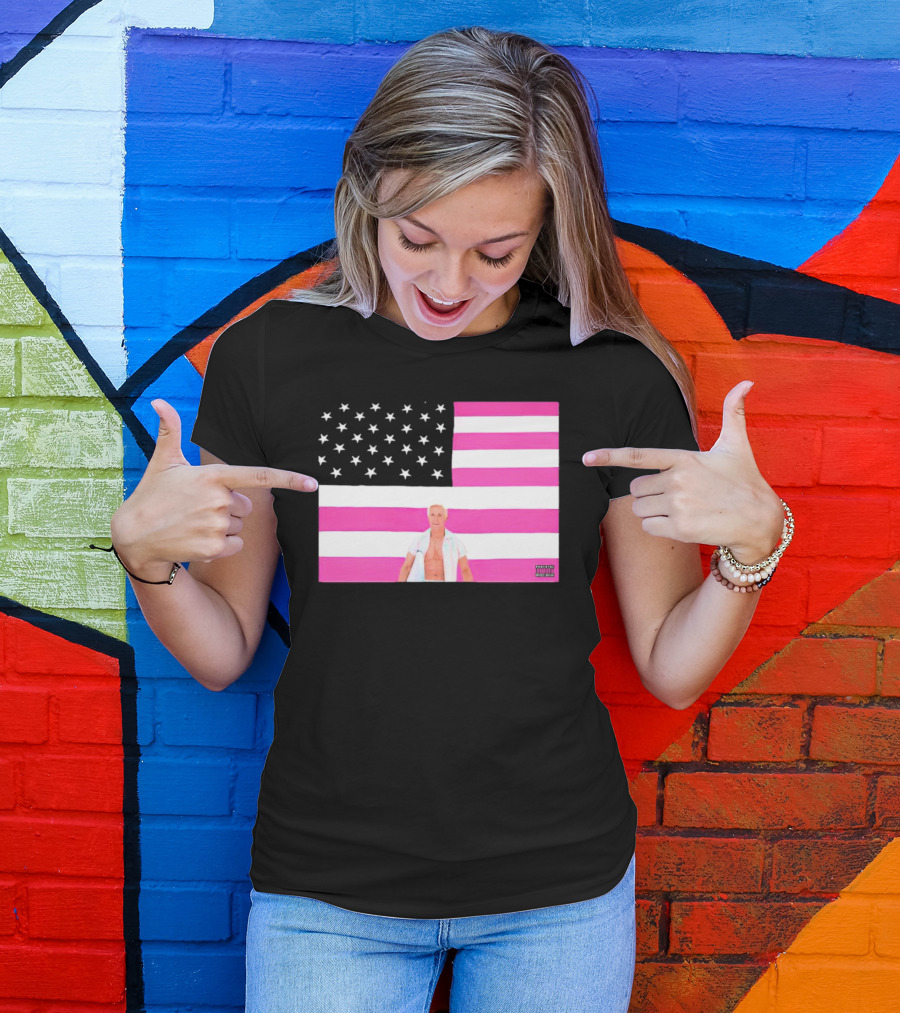 American Flag Barbie Ken Pink T-Shirt
