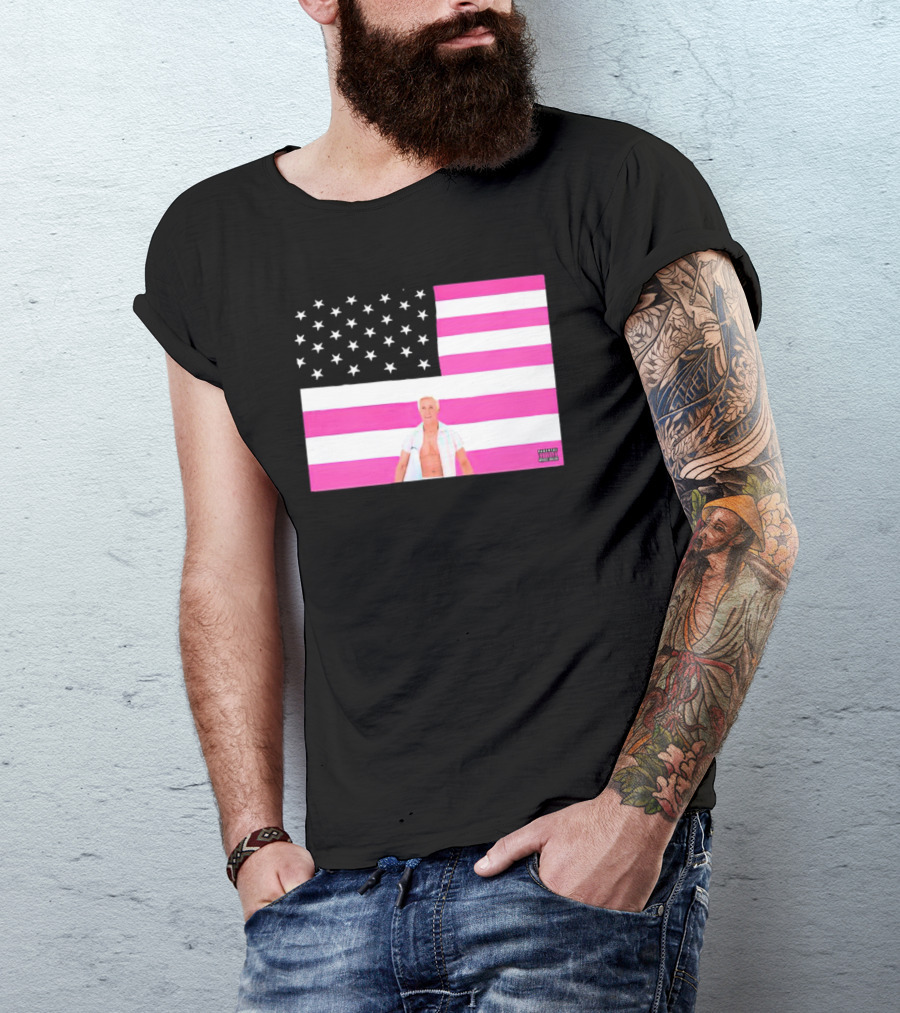 American Flag Barbie Ken Pink T-Shirt