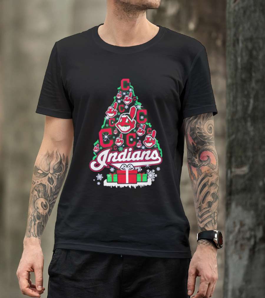 Cleveland Indians Christmas Tree Holiday T-Shirt